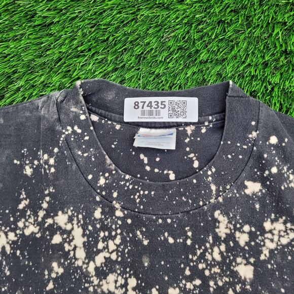 Vintage 90s Mission X Statement Shirt XL 23x27 Bleached Black Fire Flames - Picture 8 of 14